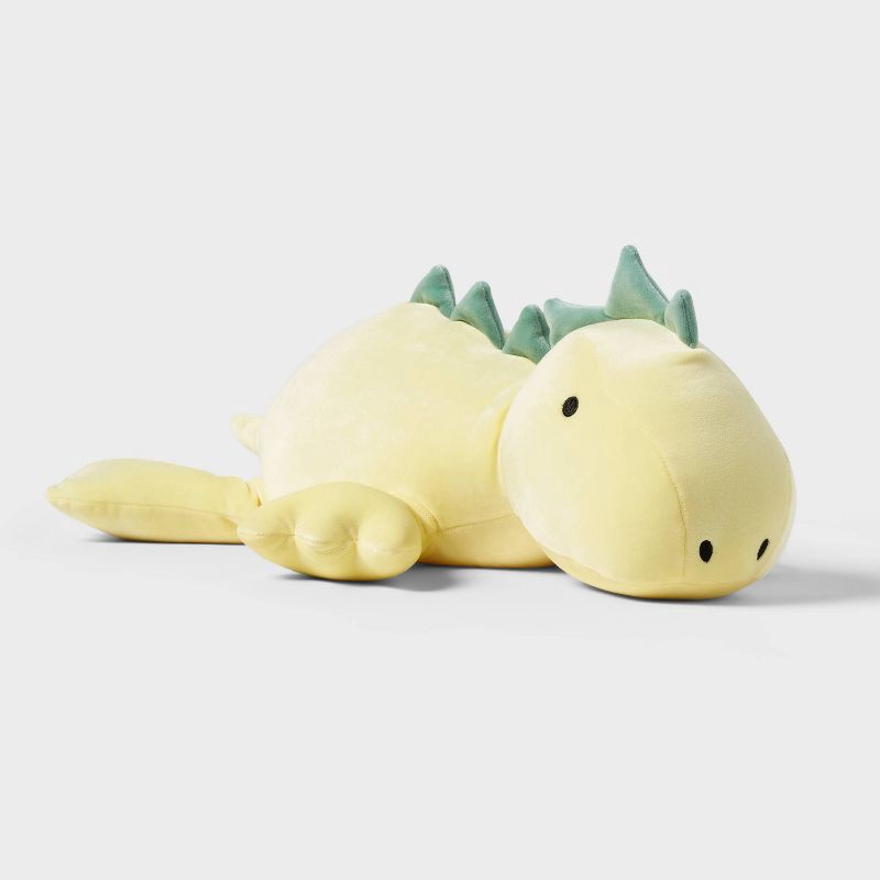 slide 1 of 4, Dinosaur Weighted Plush Kids' Throw Pillow Yellow - Pillowfort™, 1 ct