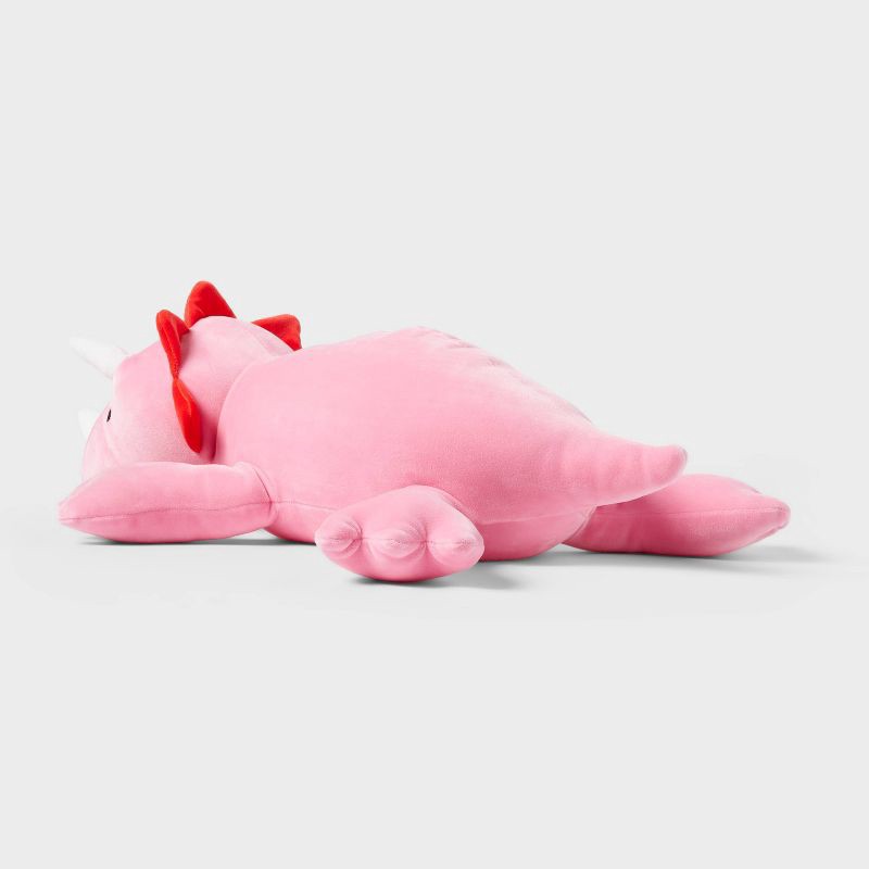 slide 3 of 4, Dinosaur Weighted Plush Kids' Throw Pillow Bright Pink - Pillowfort™, 1 ct