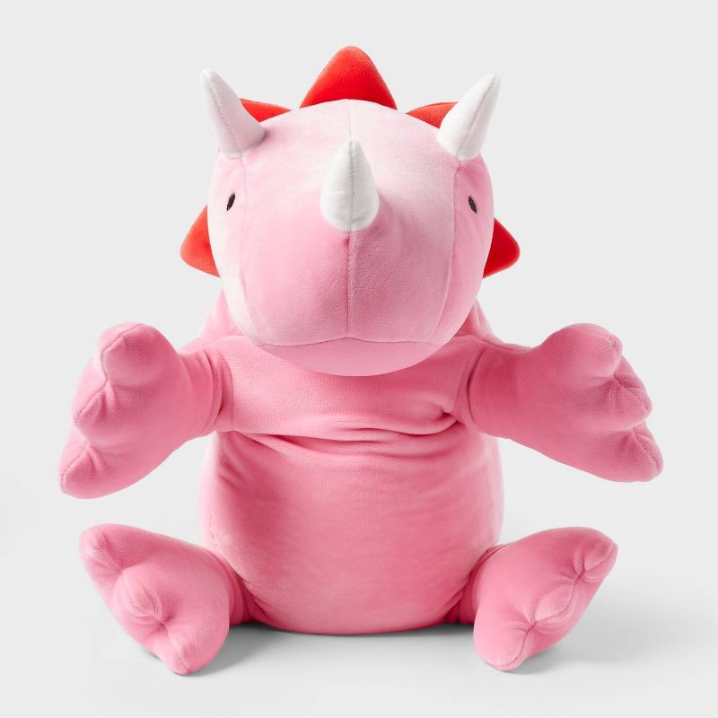 slide 4 of 4, Dinosaur Weighted Plush Kids' Throw Pillow Bright Pink - Pillowfort™, 1 ct