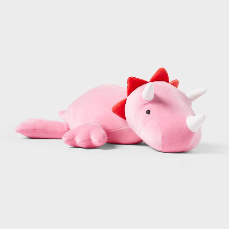 slide 1 of 4, Dinosaur Weighted Plush Kids' Throw Pillow Bright Pink - Pillowfort™, 1 ct
