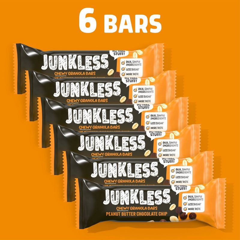 slide 5 of 7, JUNKLESS Peanut Butter Chocolate Chip Chewy Granola Bars - 6.6oz/6ct, 6 ct; 6.6 oz