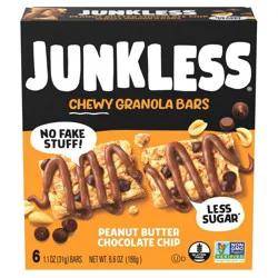 JUNKLESS Peanut Butter Chocolate Chip Chewy Granola Bars - 6.6oz/6ct