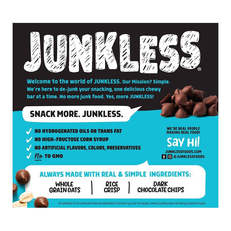 slide 2 of 5, JUNKLESS Chocolate Chip Chewy Granola Bars - 6.6oz/6ct, 6 ct; 6.6 oz