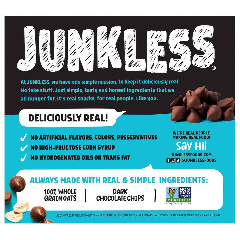 slide 2 of 7, JUNKLESS Chocolate Chip Chewy Granola Bars - 6.6oz/6ct, 6 ct; 6.6 oz