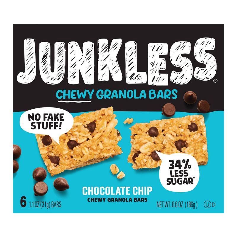 slide 1 of 5, JUNKLESS Chocolate Chip Chewy Granola Bars - 6.6oz/6ct, 6 ct; 6.6 oz