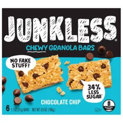 JUNKLESS Chocolate Chip Chewy Granola Bars - 6.6oz/6ct