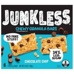 JUNKLESS Chocolate Chip Chewy Granola Bars - 6.6oz/6ct
