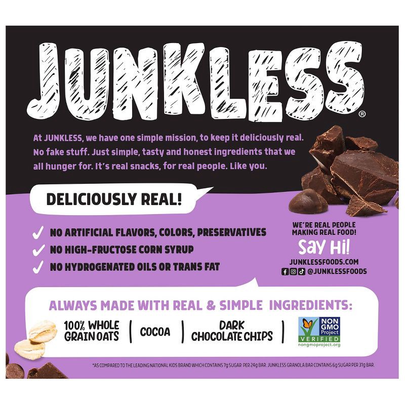 slide 2 of 7, JUNKLESS Double Chocolate Chewy Granola Bars - 6.6oz/6ct, 6 ct; 6.6 oz