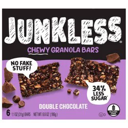 JUNKLESS Double Chocolate Chewy Granola Bars - 6.6oz/6ct