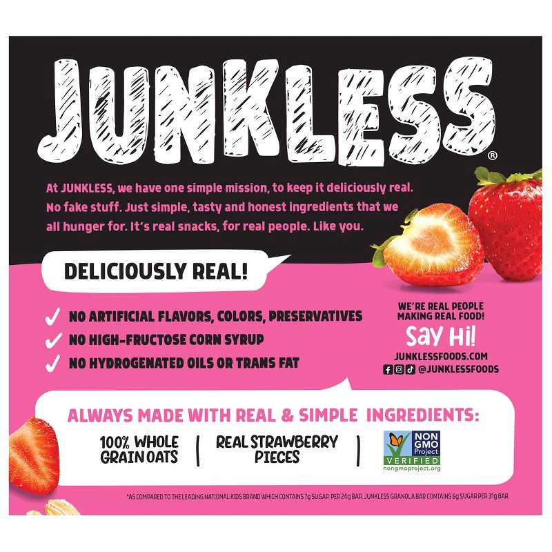 slide 2 of 7, JUNKLESS Strawberry Chewy Granola Bars - 6.6oz/6ct, 6 ct; 6.6 oz