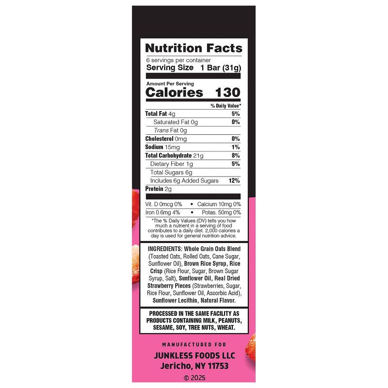 slide 3 of 7, JUNKLESS Strawberry Chewy Granola Bars - 6.6oz/6ct, 6 ct; 6.6 oz