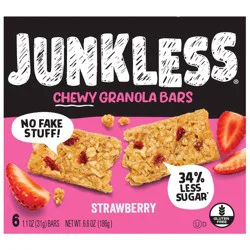 JUNKLESS Strawberry Chewy Granola Bars - 6.6oz/6ct