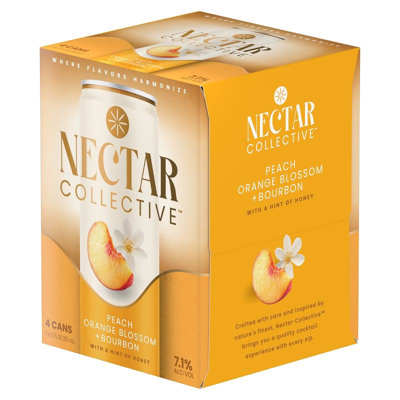 slide 2 of 8, Nectar Collective Peach Orange Blossom Bourbon - 4pk/12 fl oz Cans, 4 ct; 12 fl oz