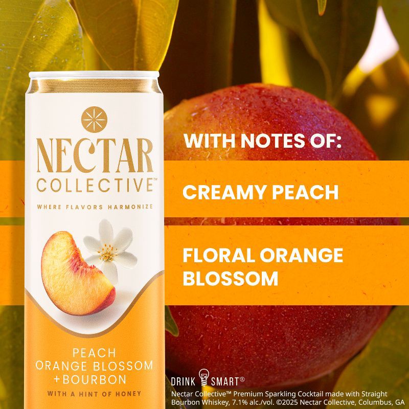 slide 4 of 8, Nectar Collective Peach Orange Blossom Bourbon - 4pk/12 fl oz Cans, 4 ct; 12 fl oz