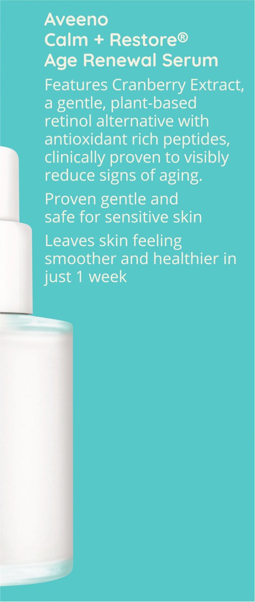 slide 8 of 12, Aveeno Calm + Restore Age Renewal Serum for Sensitive Skin, Fragrance Free, 1.0 Fl. Oz, 1 fl oz