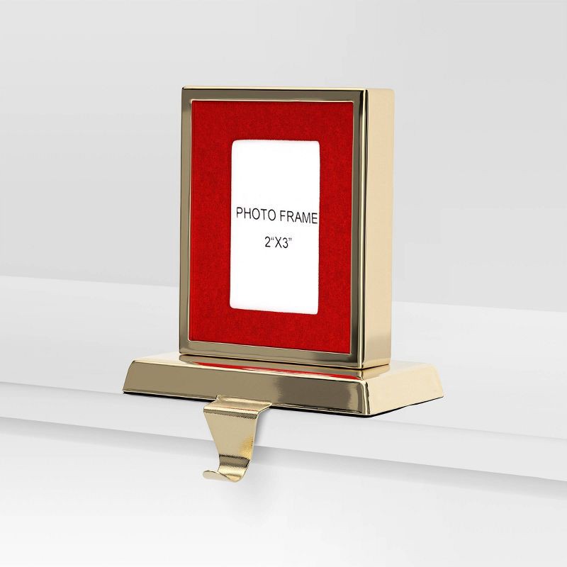 slide 3 of 3, Christmas Photo Frame Stocking Holder Gold and Red - Wondershop™, 1 ct