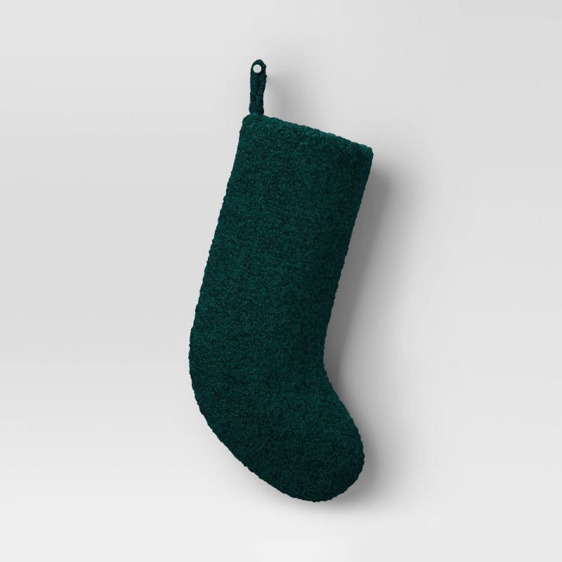 slide 1 of 3, 20" Christmas Faux Shearling Stocking Emerald Green - Wondershop™, 1 ct