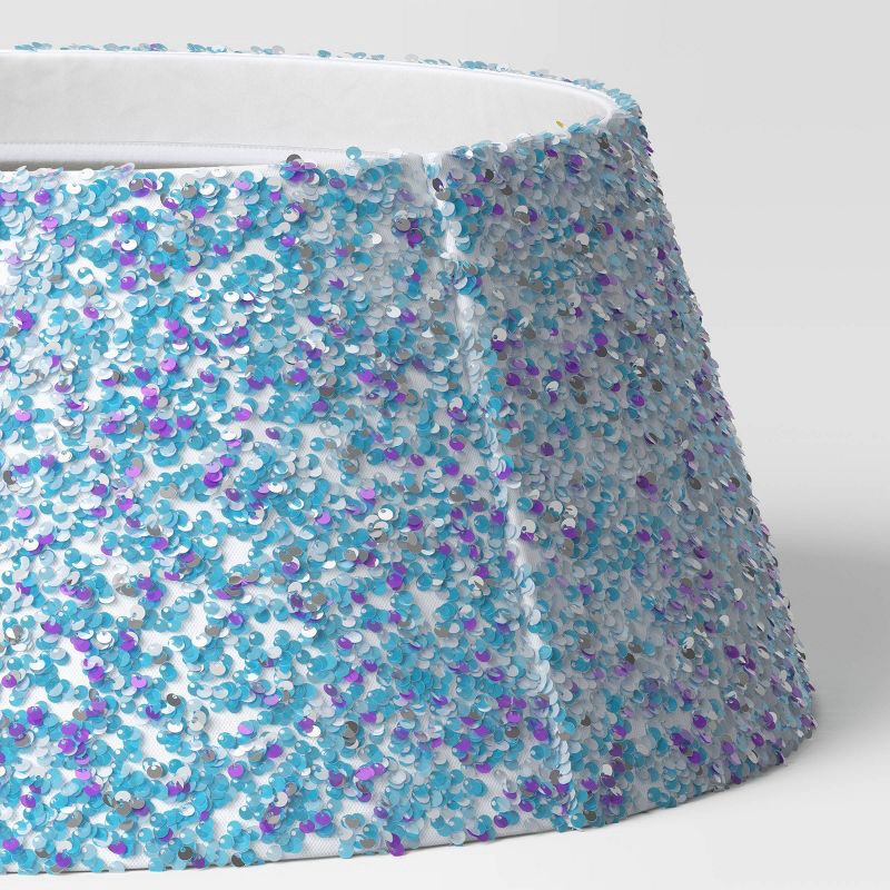 slide 3 of 3, 27" Christmas Iridescent Sequined Tree Collar White - Wondershop™, 1 ct