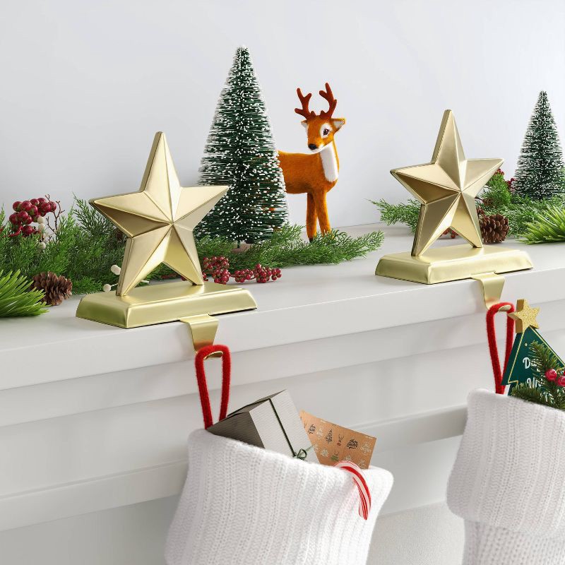 slide 2 of 4, Christmas Gold Star Stocking Holder - Wondershop™, 1 ct
