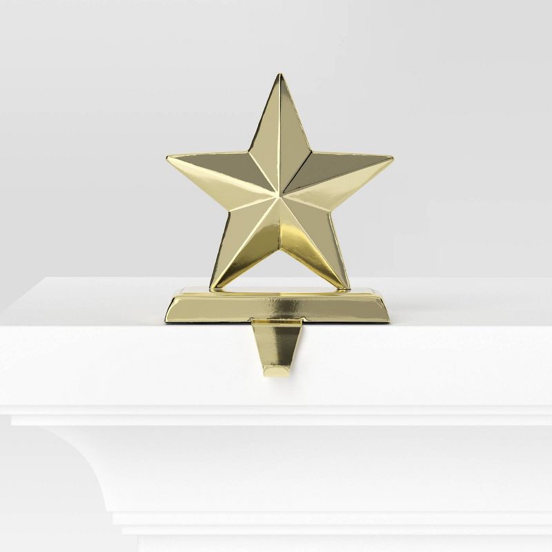 slide 1 of 4, Christmas Gold Star Stocking Holder - Wondershop™, 1 ct