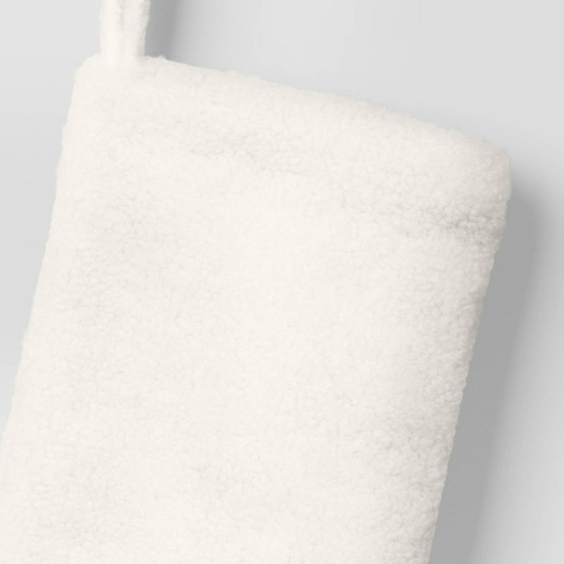 slide 3 of 3, 20" Christmas Faux Shearling Stocking White - Wondershop™, 1 ct