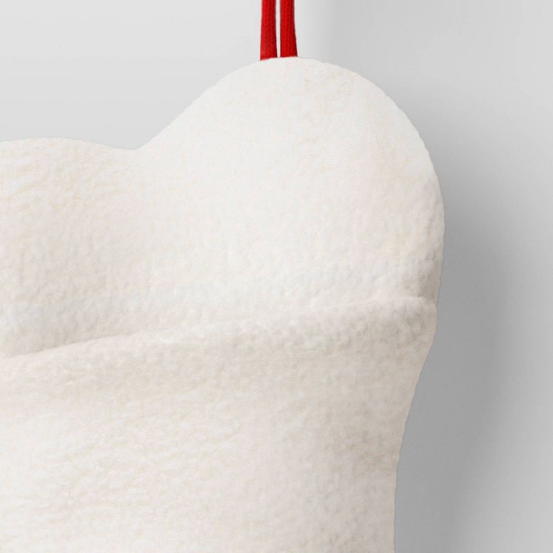 slide 3 of 3, 20" Christmas Faux Shearling Bone Shaped Stocking White - Wondershop™, 1 ct