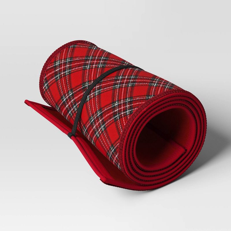 slide 3 of 5, 25'' Christmas Roll Up Plaid Tree Collar Red/Green - Wondershop™, 1 ct