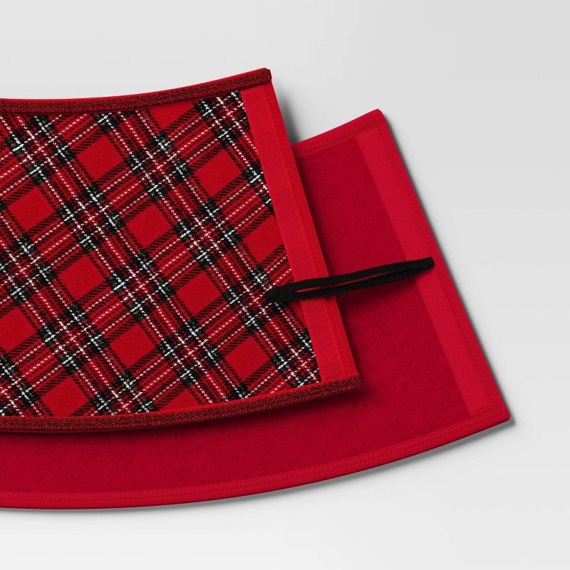 slide 4 of 5, 25'' Christmas Roll Up Plaid Tree Collar Red/Green - Wondershop™, 1 ct