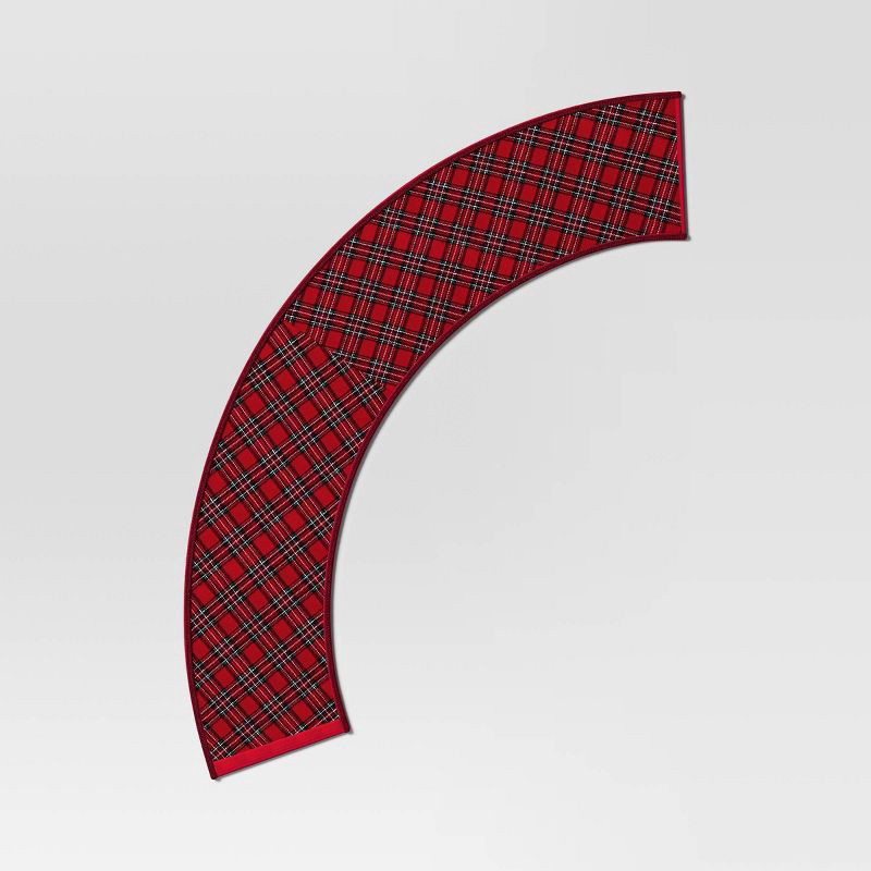 slide 5 of 5, 25'' Christmas Roll Up Plaid Tree Collar Red/Green - Wondershop™, 1 ct