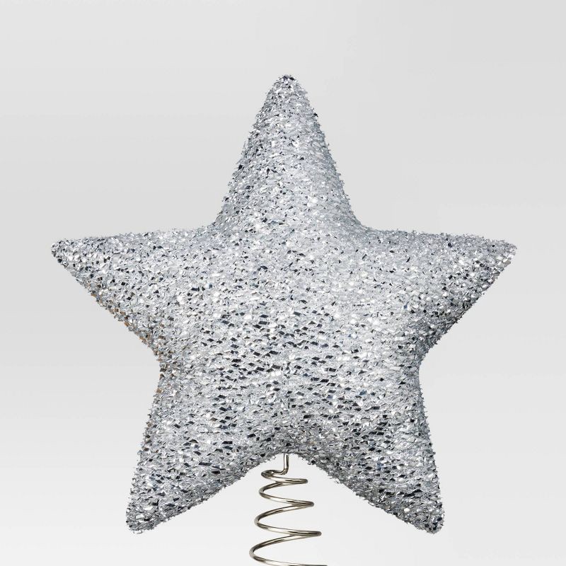 slide 3 of 3, Christmas Sequin Silver Fabric Star Tree Topper - Wondershop™, 1 ct