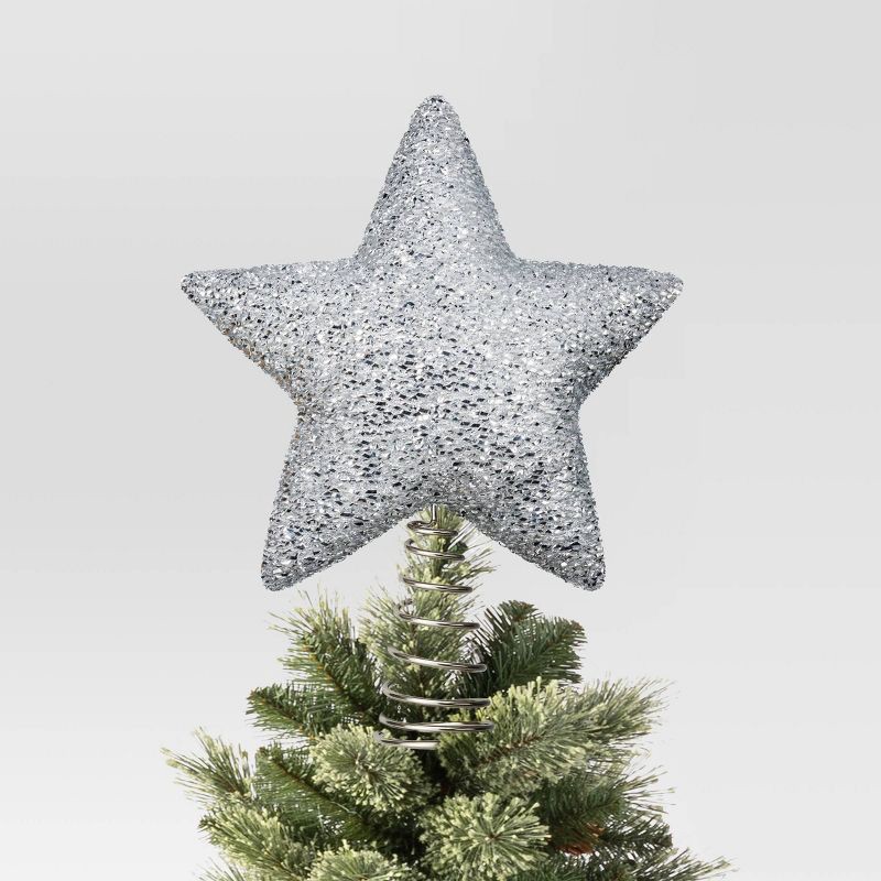 slide 1 of 3, Christmas Sequin Silver Fabric Star Tree Topper - Wondershop™, 1 ct