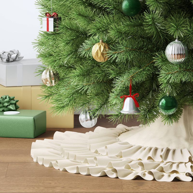 slide 2 of 5, 48" Christmas Ruffle Tree Skirt White - Wondershop™, 1 ct