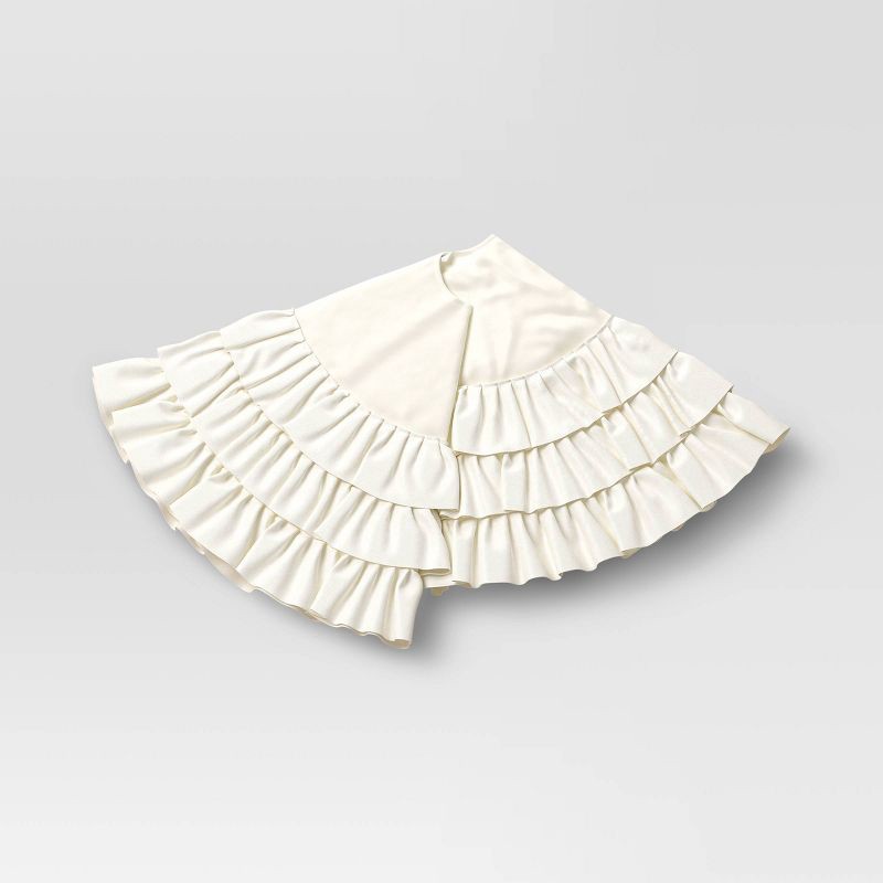 slide 3 of 5, 48" Christmas Ruffle Tree Skirt White - Wondershop™, 1 ct