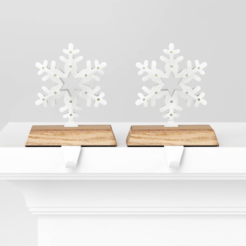 slide 3 of 5, 2pk Christmas Lit Snowflake Stocking Holder - Wondershop™, 2 ct