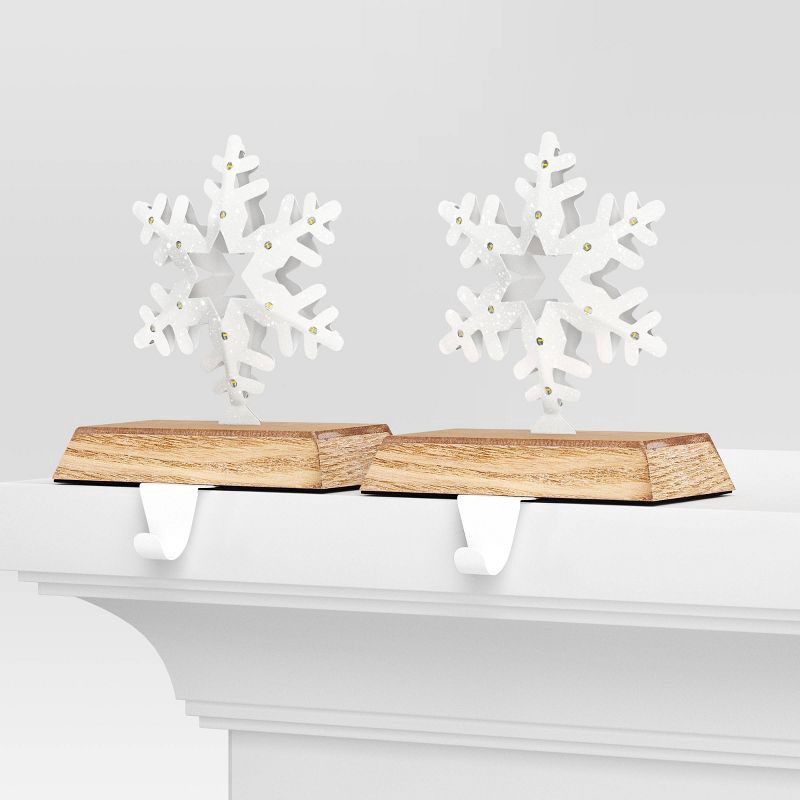 slide 4 of 5, 2pk Christmas Lit Snowflake Stocking Holder - Wondershop™, 2 ct