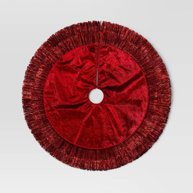 slide 3 of 4, 48" Christmas Tonal Tinsel Tree Skirt Red - Wondershop™, 1 ct
