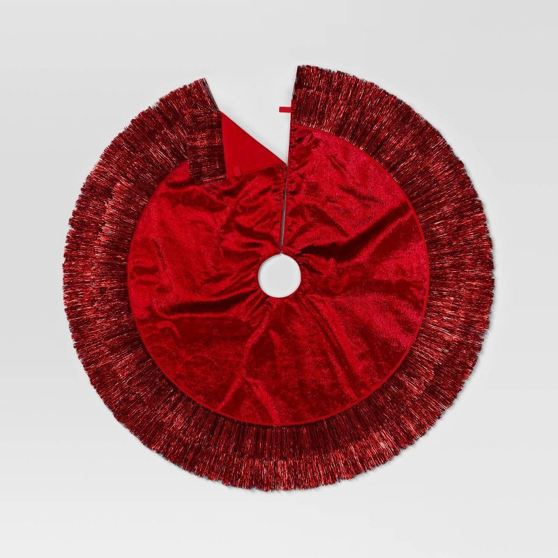 slide 4 of 4, 48" Christmas Tonal Tinsel Tree Skirt Red - Wondershop™, 1 ct