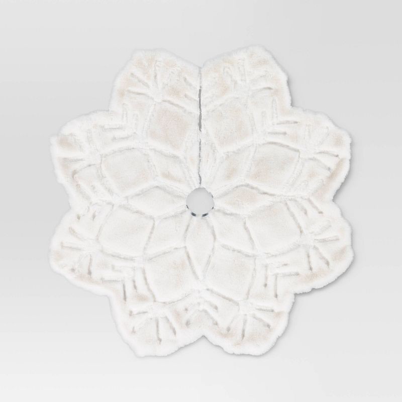 slide 3 of 4, 48" Christmas Dia Faux Fur Snowflake Shaped Tree Skirt - Wondershop™, 1 ct