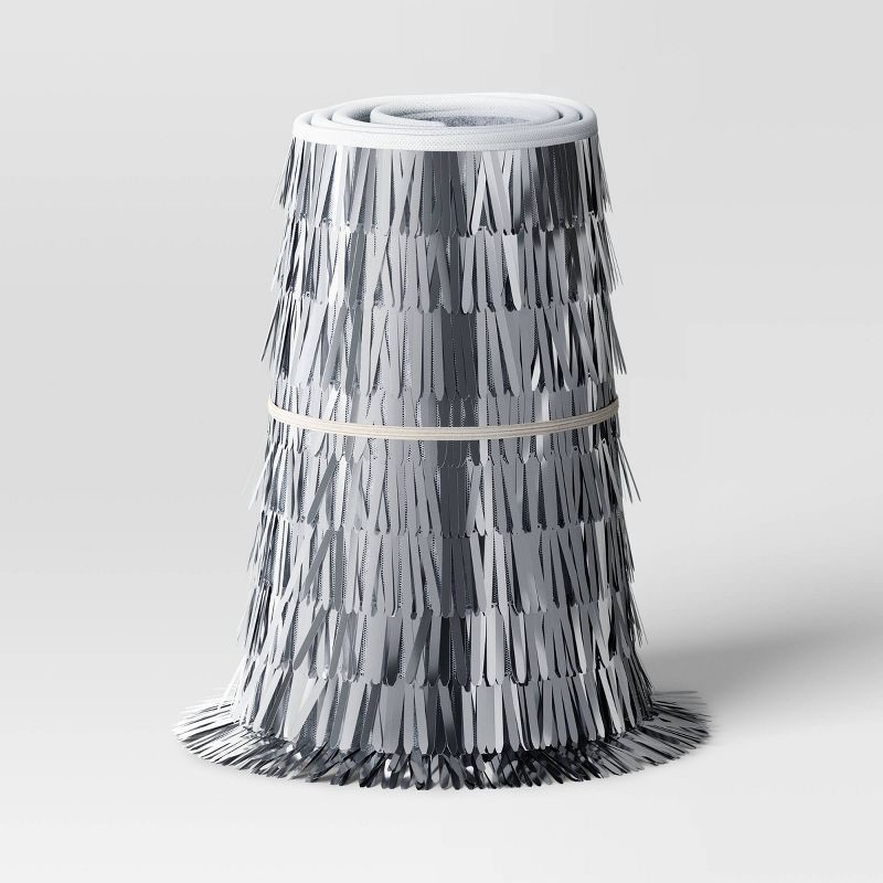 slide 3 of 5, Christmas Mirrored Metallic Fringe Fabric Tree Collar Silver - Wondershop™, 1 ct