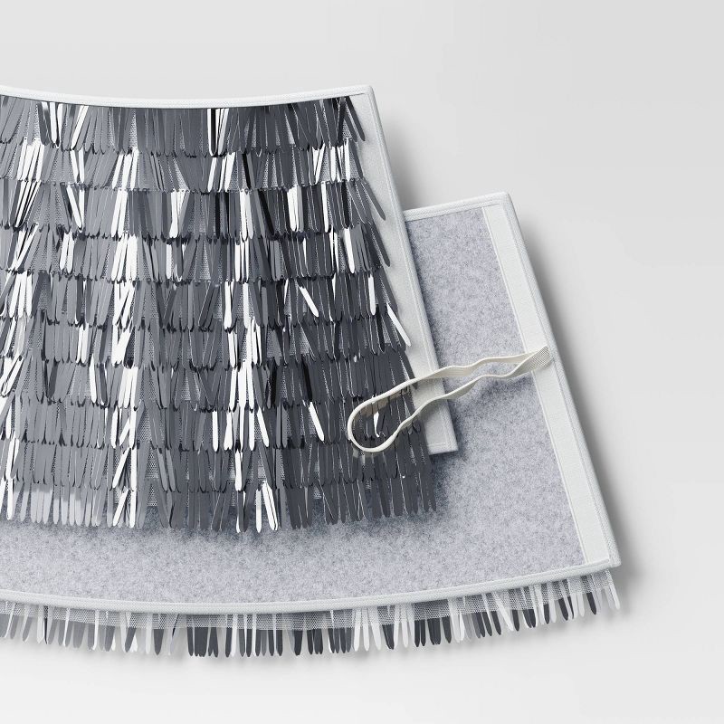 slide 4 of 5, Christmas Mirrored Metallic Fringe Fabric Tree Collar Silver - Wondershop™, 1 ct