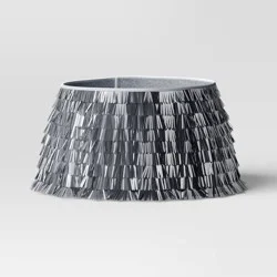 Christmas Mirrored Metallic Fringe Fabric Tree Collar Silver - Wondershop™