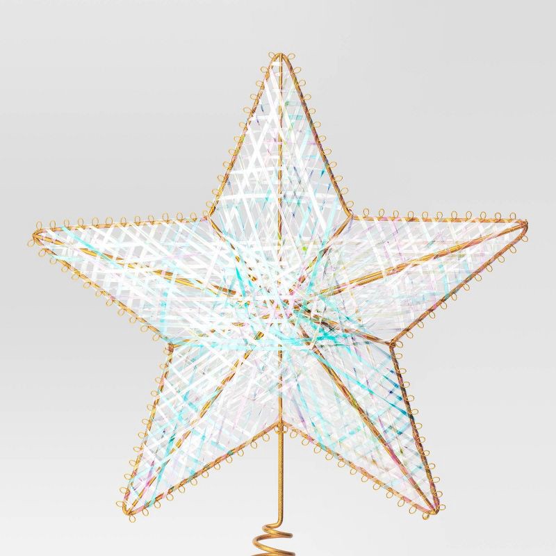 slide 3 of 3, 11" Unlit Gold Metal Iridescent Wrap 5 Point Star Double Sided Christmas Tree Topper - Wondershop™, 1 ct