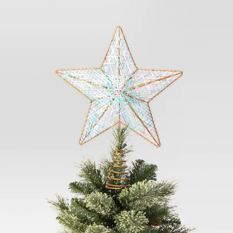 slide 1 of 3, 11" Unlit Gold Metal Iridescent Wrap 5 Point Star Double Sided Christmas Tree Topper - Wondershop™, 1 ct