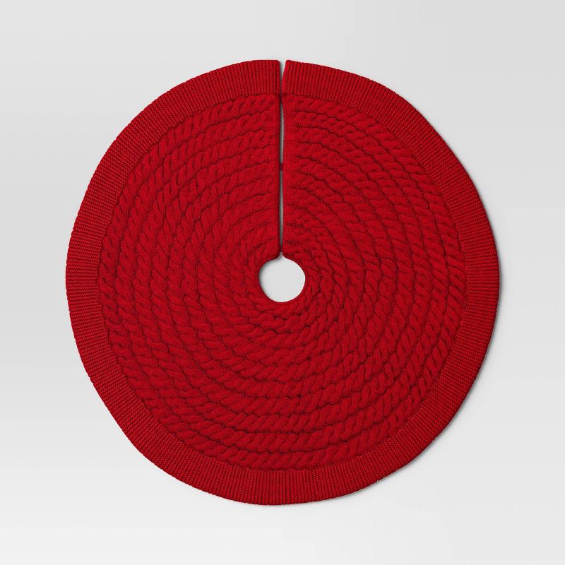 slide 4 of 5, 48" Christmas Centric Cable Knit Tree Skirt Red - Wondershop™, 1 ct
