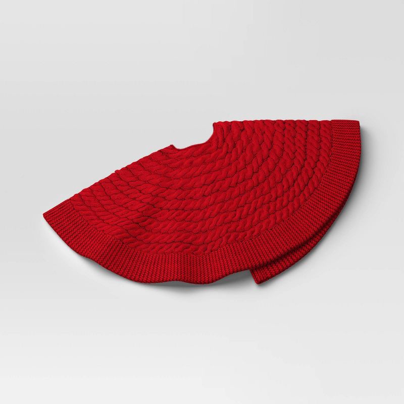 slide 1 of 5, 48" Christmas Centric Cable Knit Tree Skirt Red - Wondershop™, 1 ct