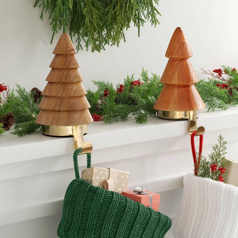 slide 2 of 4, Christmas Wood Tree Stocking Holder - Wondershop™, 1 ct