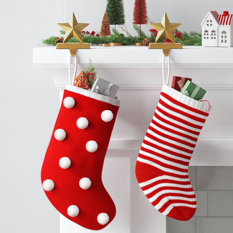 slide 2 of 3, 20" Christmas Stripe Knit Stocking Red/White - Wondershop™, 1 ct