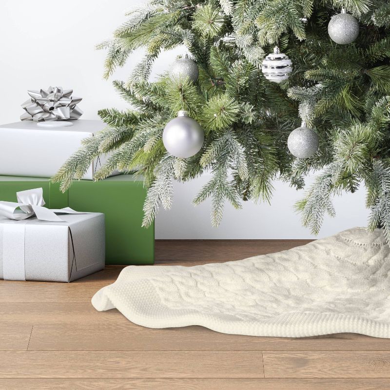 slide 2 of 4, 48" Christmas Centric Cable Knit Tree Skirt White - Wondershop™, 1 ct