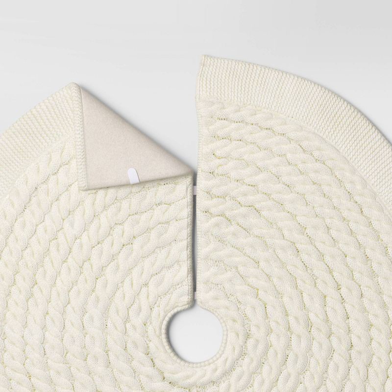 slide 4 of 4, 48" Christmas Centric Cable Knit Tree Skirt White - Wondershop™, 1 ct