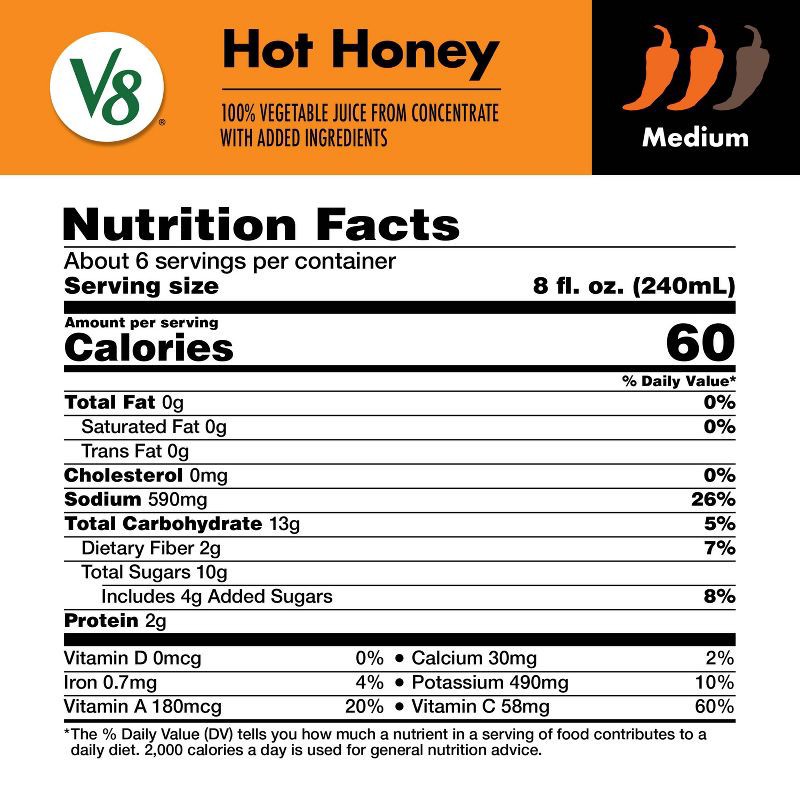 slide 6 of 11, V8 Juice Red Hot Honey Juice - 46 fl oz Bottle, 46 fl oz
